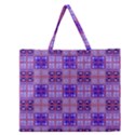 Mod Purple Pink Orange Squares Pattern Zipper Large Tote Bag View1
