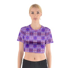 Mod Purple Pink Orange Squares Pattern Cotton Crop Top