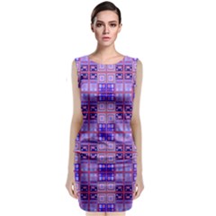 Mod Purple Pink Orange Squares Pattern Sleeveless Velvet Midi Dress