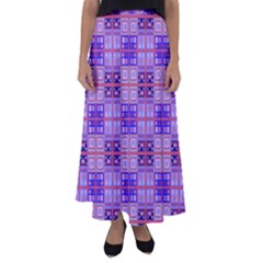 Mod Purple Pink Orange Squares Pattern Flared Maxi Skirt by BrightVibesDesign