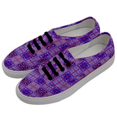 Mod Purple Pink Orange Squares Pattern Men s Classic Low Top Sneakers by BrightVibesDesign