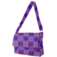 Mod Purple Pink Orange Squares Pattern Full Print Messenger Bag