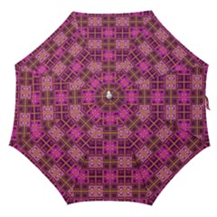Mod Pink Purple Yellow Square Pattern Straight Umbrellas by BrightVibesDesign