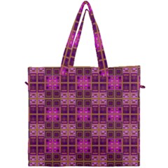 Mod Pink Purple Yellow Square Pattern Canvas Travel Bag