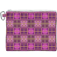 Mod Pink Purple Yellow Square Pattern Canvas Cosmetic Bag (xxxl) by BrightVibesDesign