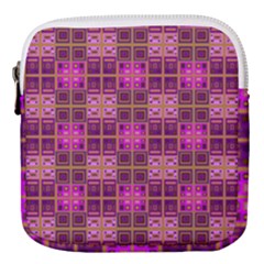 Mod Pink Purple Yellow Square Pattern Mini Square Pouch by BrightVibesDesign