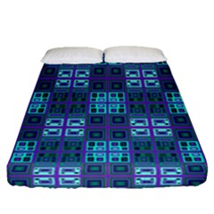 Mod Purple Green Turquoise Square Pattern Fitted Sheet (queen Size)