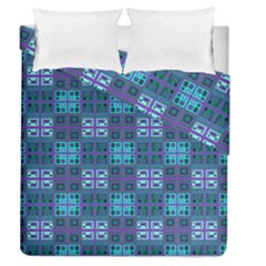 Mod Purple Green Turquoise Square Pattern Duvet Cover Double Side (queen Size) by BrightVibesDesign