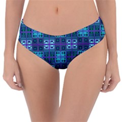 Mod Purple Green Turquoise Square Pattern Reversible Classic Bikini Bottoms