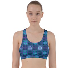 Mod Purple Green Turquoise Square Pattern Back Weave Sports Bra by BrightVibesDesign
