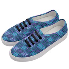 Mod Purple Green Turquoise Square Pattern Women s Classic Low Top Sneakers