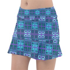 Mod Purple Green Turquoise Square Pattern Tennis Skirt