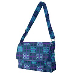 Mod Purple Green Turquoise Square Pattern Full Print Messenger Bag