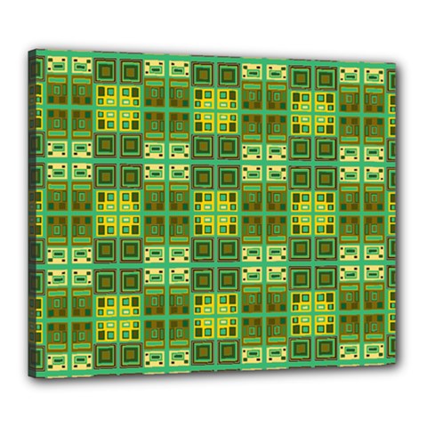 Mod Yellow Green Squares Pattern Canvas 24  X 20  (stretched)