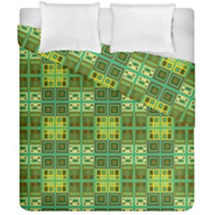 Mod Yellow Green Squares Pattern Duvet Cover Double Side (california King Size)