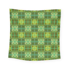 Mod Yellow Green Squares Pattern Square Tapestry (small)