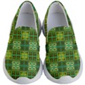 Mod Yellow Green Squares Pattern Kid s Lightweight Slip Ons View1