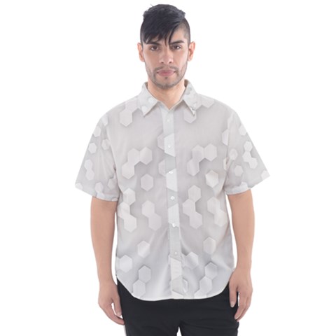 White Abstract Wall Paper Design Frame Men s Short Sleeve Shirt by Simbadda