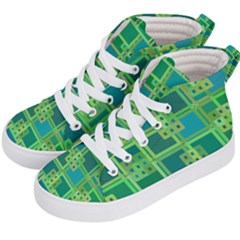Green Abstract Geometric Kid s Hi-top Skate Sneakers by Simbadda