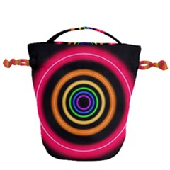 Neon Light Abstract Pattern Lines Drawstring Bucket Bag by Simbadda