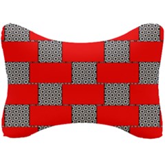 Black And White Red Patterns Seat Head Rest Cushion by Simbadda