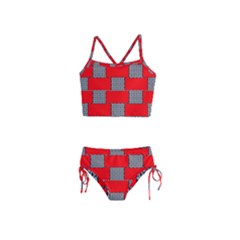 Black And White Red Patterns Girls  Tankini Swimsuit