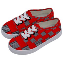 Black And White Red Patterns Kids  Classic Low Top Sneakers by Simbadda