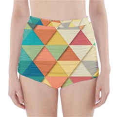 Background Geometric Triangle High-waisted Bikini Bottoms by Simbadda