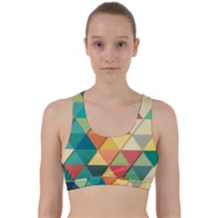 Background Geometric Triangle Back Weave Sports Bra by Simbadda