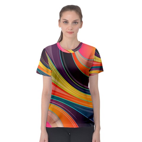 Abstract Colorful Background Wavy Women s Sport Mesh Tee by Simbadda