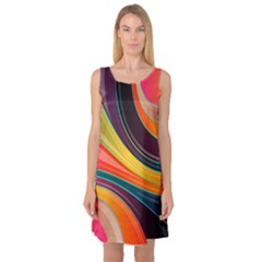 Abstract Colorful Background Wavy Sleeveless Satin Nightdress