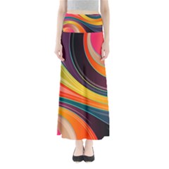 Abstract Colorful Background Wavy Full Length Maxi Skirt by Simbadda
