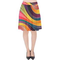 Abstract Colorful Background Wavy Velvet High Waist Skirt