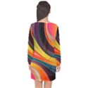 Abstract Colorful Background Wavy Long Sleeve Chiffon Shift Dress  View2