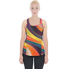 Abstract Colorful Background Wavy Piece Up Tank Top