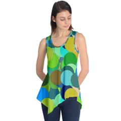 Green Aqua Teal Abstract Circles Sleeveless Tunic by Simbadda