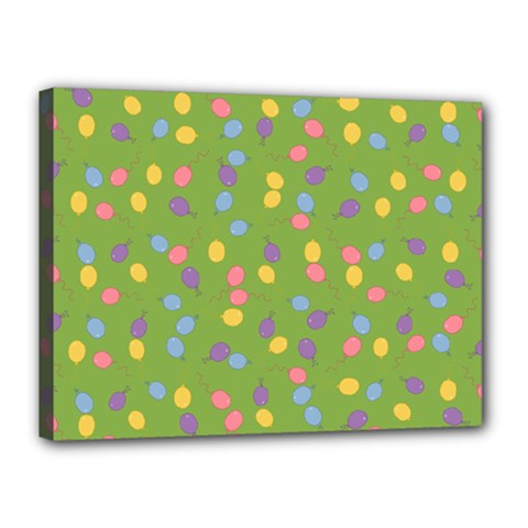 Balloon Grass Party Green Purple Canvas 16  X 12  (stretched) by Simbadda