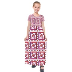 Background Abstract Square Kids  Short Sleeve Maxi Dress by Simbadda