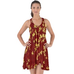 Background Design Leaves Pattern Show Some Back Chiffon Dress by Simbadda