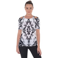 Holbein Floriated Antique Scroll Shoulder Cut Out Short Sleeve Top by Simbadda