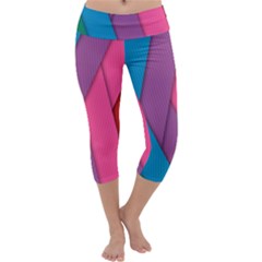 Abstract Background Colorful Strips Capri Yoga Leggings by Simbadda