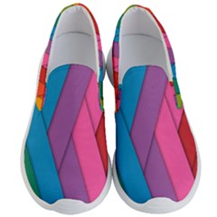 Abstract Background Colorful Strips Men s Lightweight Slip Ons