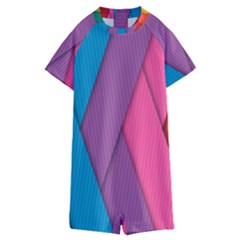Abstract Background Colorful Strips Kids  Boyleg Half Suit Swimwear by Simbadda