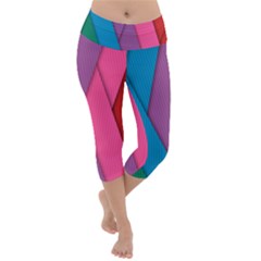 Abstract Background Colorful Strips Lightweight Velour Capri Yoga Leggings by Simbadda