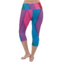 Abstract Background Colorful Strips Lightweight Velour Capri Yoga Leggings View4