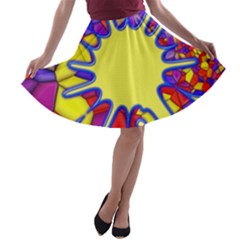 Embroidery Dab Color Spray A-line Skater Skirt by Simbadda