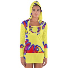 Embroidery Dab Color Spray Long Sleeve Hooded T-shirt by Simbadda