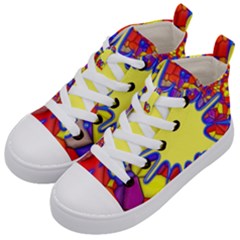 Embroidery Dab Color Spray Kid s Mid-top Canvas Sneakers by Simbadda