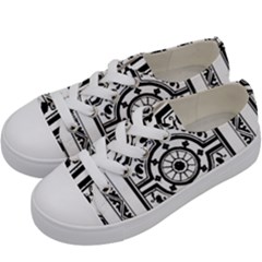 Monastic Antique Scroll Fruit Kids  Low Top Canvas Sneakers by Simbadda