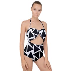 Black Triangle Scallop Top Cut Out Swimsuit by Simbadda